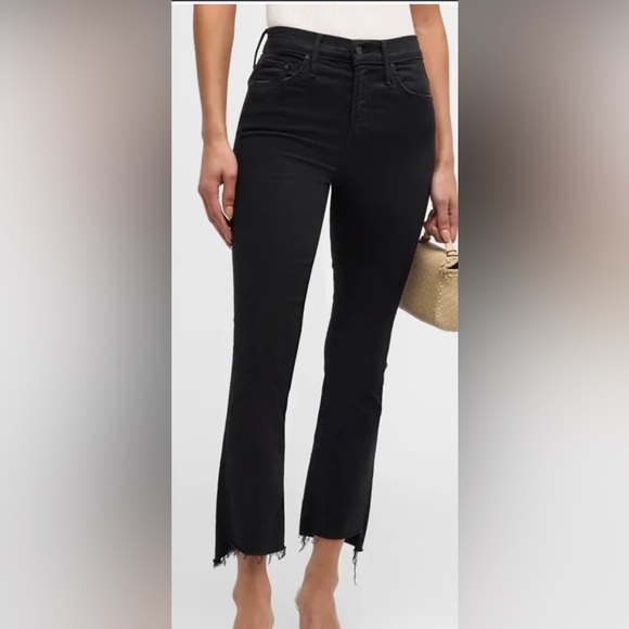MOTHER The Insider Crop Step Fray Jeans Black Size 27 - Picture 1 of 13